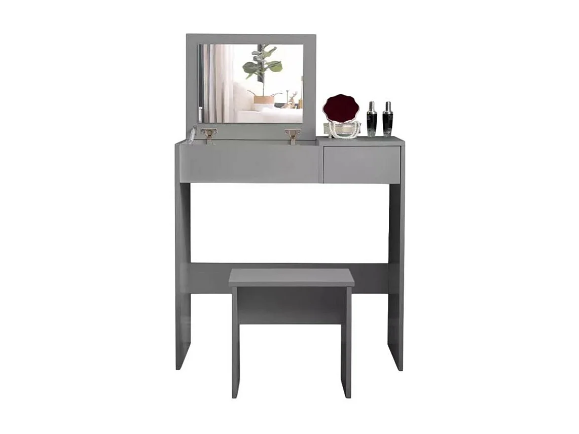 Tocador de maquillaje ahorra espacio gris Nicole Grey