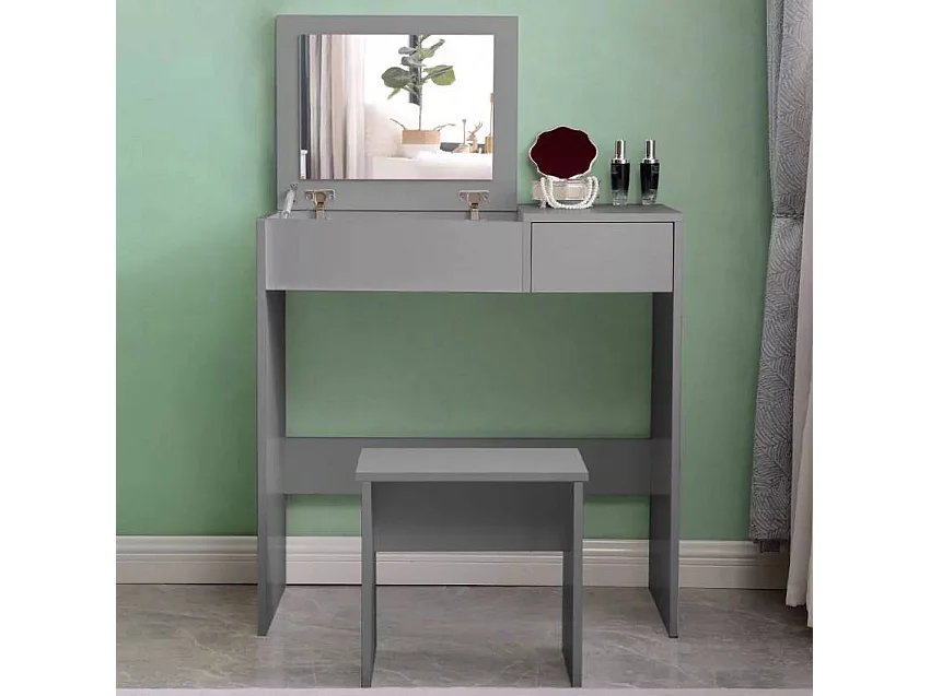 Tocador de maquillaje ahorra espacio gris Nicole Grey