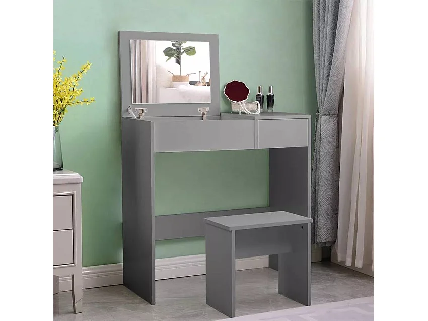 Tocador de maquillaje ahorra espacio gris Nicole Grey