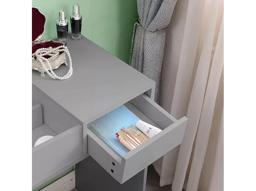 Tocador de maquillaje ahorra espacio gris Nicole Grey