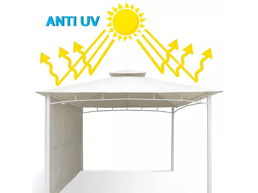 Cenador y Toldo para jardín, terraza, bar y restaurante pagoda Antigua uv 3'3x3'3 m - Blanco