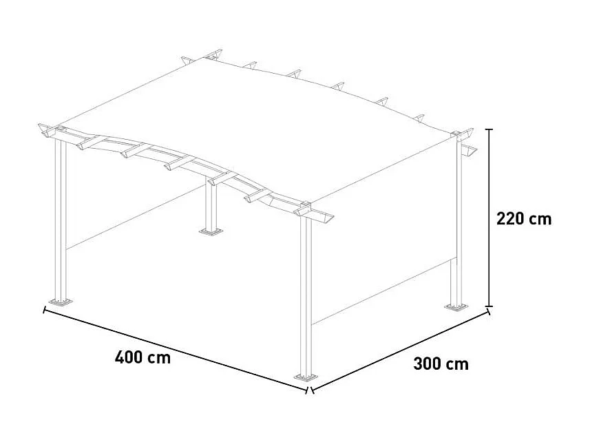Tonnelle de jardin en aluminium rectangulaire 3x4 SÉRÉNITÉ