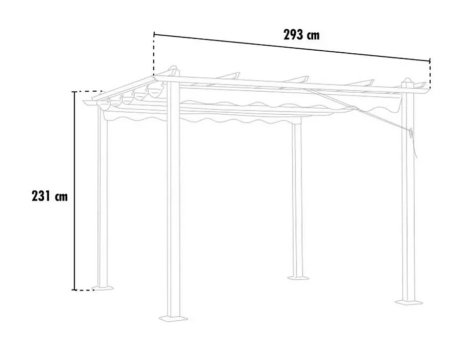 Tonnelle de jardin style pergola 3x3 en aluminium robuste DOMA