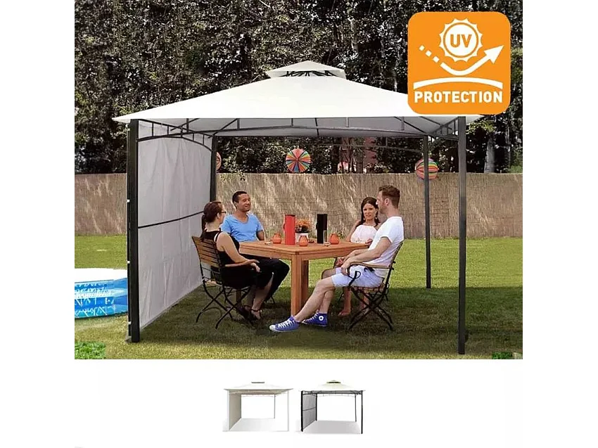 Cenador y Toldo para jardín, terraza, bar y restaurante pagoda Antigua uv 3'3x3'3 m - Antracita