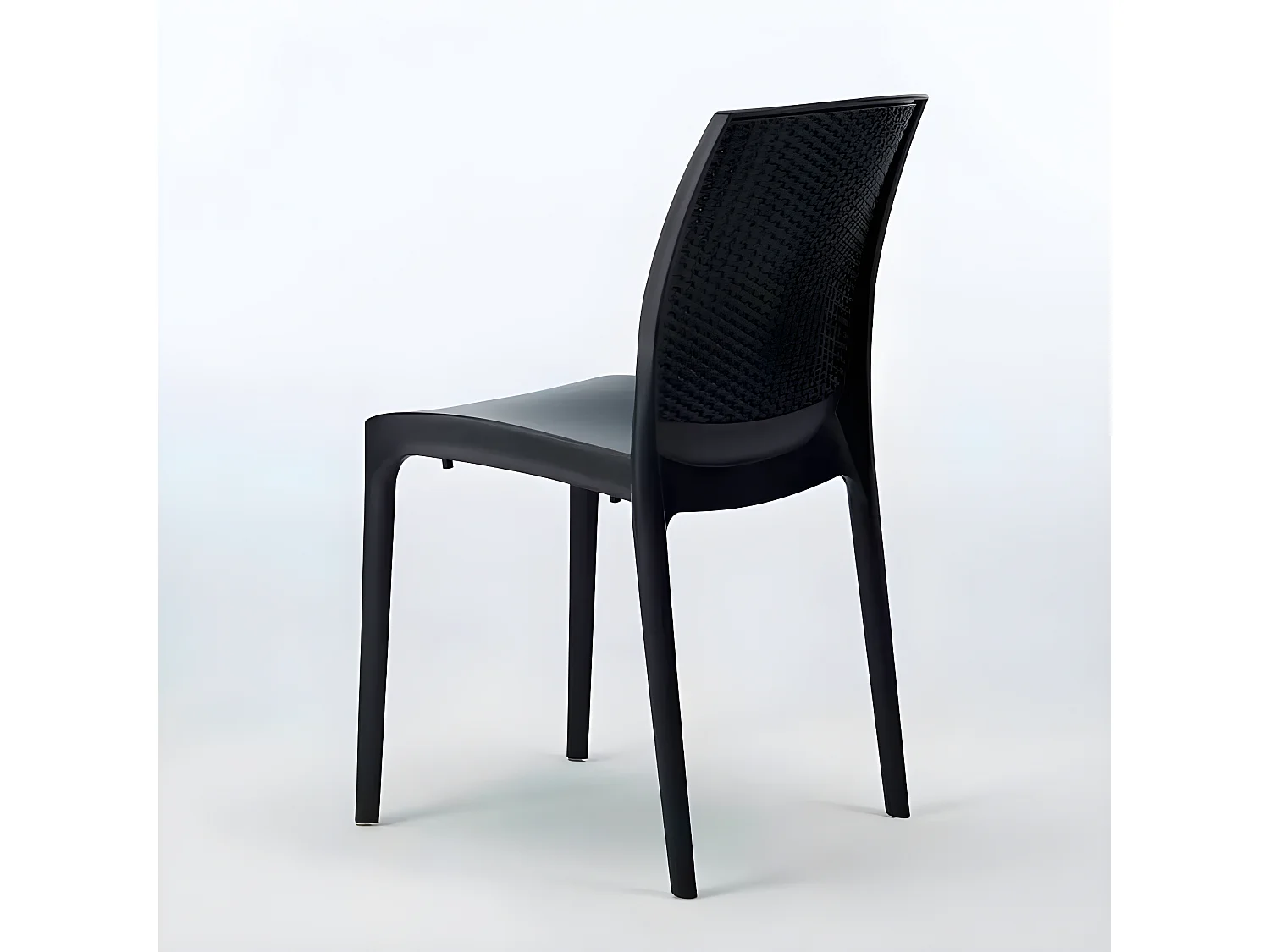 Silla de cocina Apilable de Poliratán BOHÈME Línea Grand Soleil - Negro