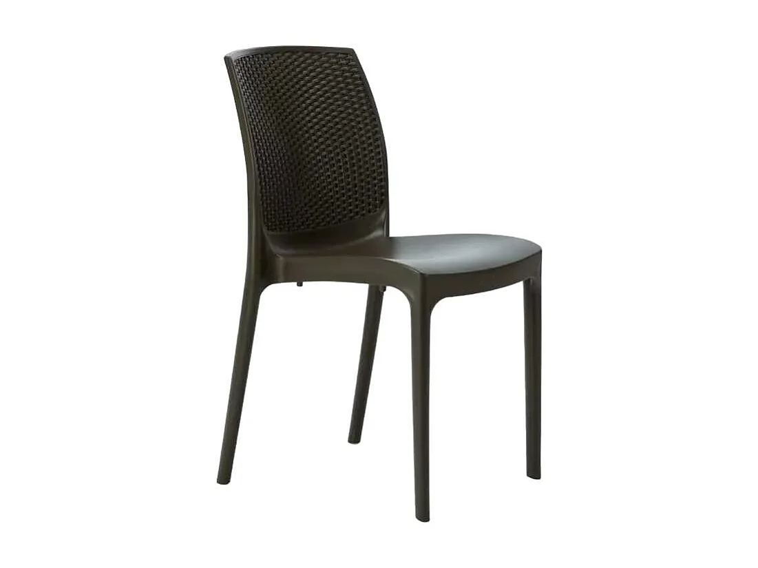 Silla de cocina Apilable de Poliratán BOHÈME Línea Grand Soleil - Marrón