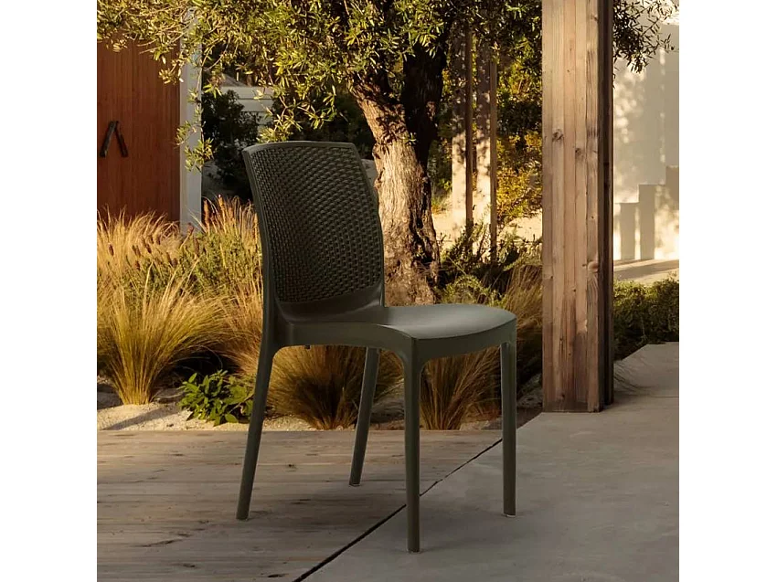 Silla de cocina Apilable de Poliratán BOHÈME Línea Grand Soleil - Marrón