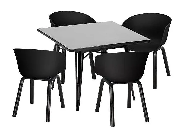Juego mesa cuadrada 80 x 80 cm metal 4 sillas diseño moderno Krust Dark - Negro