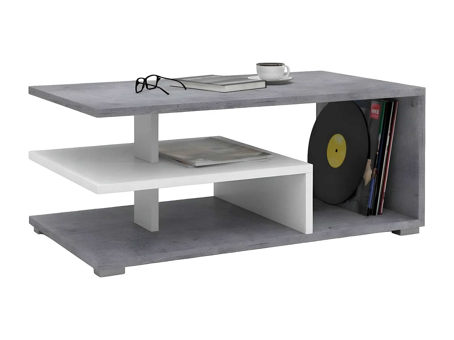 Table basse contemporaine rectangle avec compartiments ZELANDE