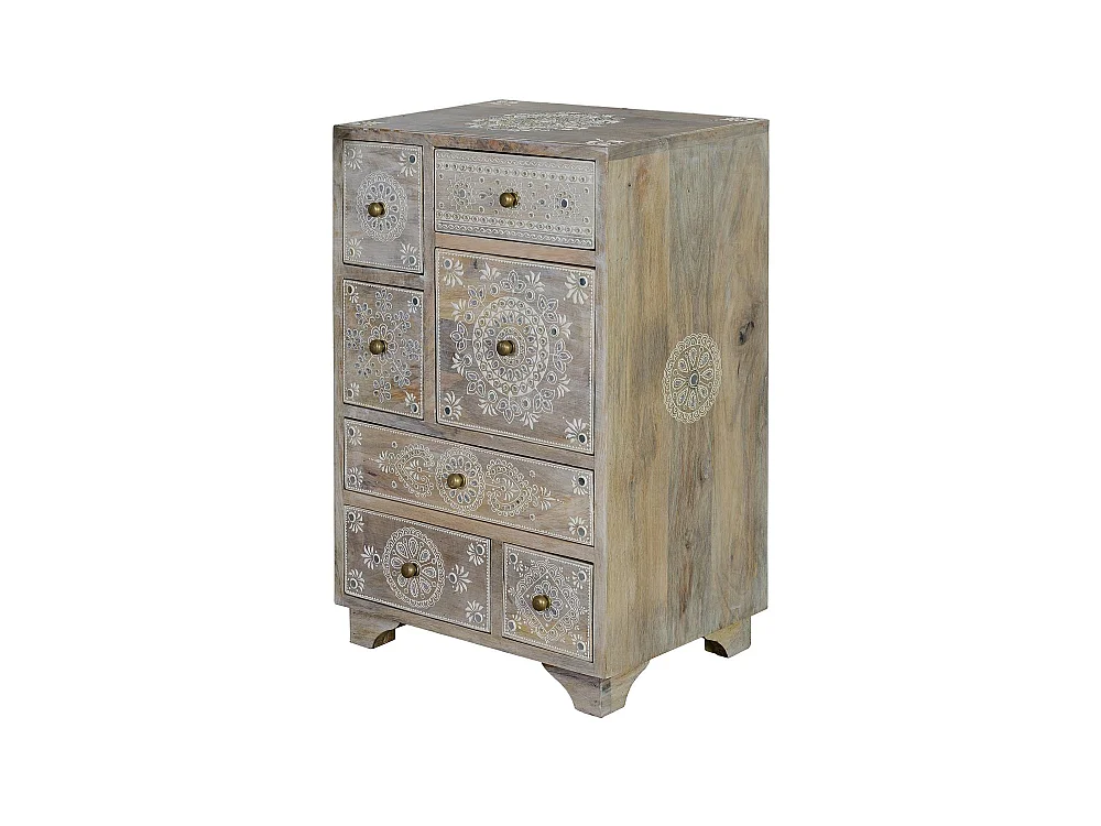 Table d'appoint en bois de manguier sculpté, style ethnique bohème, 42 cm - 66 x 42 x 30 cm