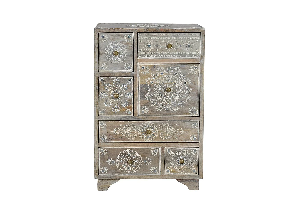 Table d'appoint en bois de manguier sculpté, style ethnique bohème, 42 cm - 66 x 42 x 30 cm