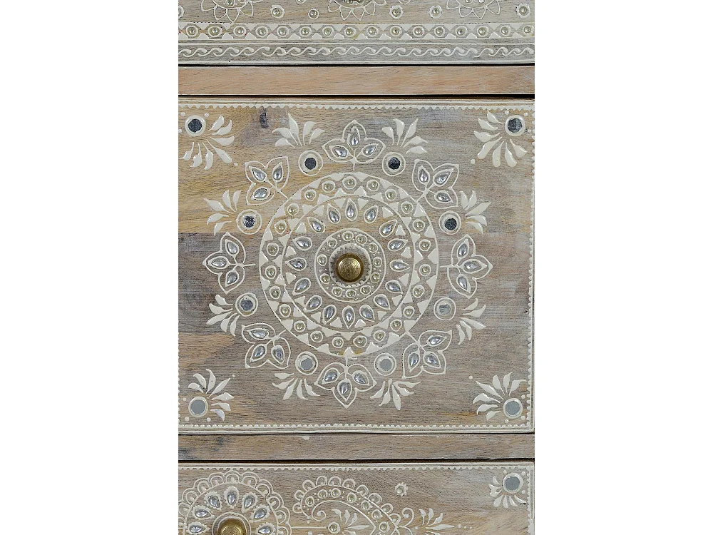 Table d'appoint en bois de manguier sculpté, style ethnique bohème, 42 cm - 66 x 42 x 30 cm
