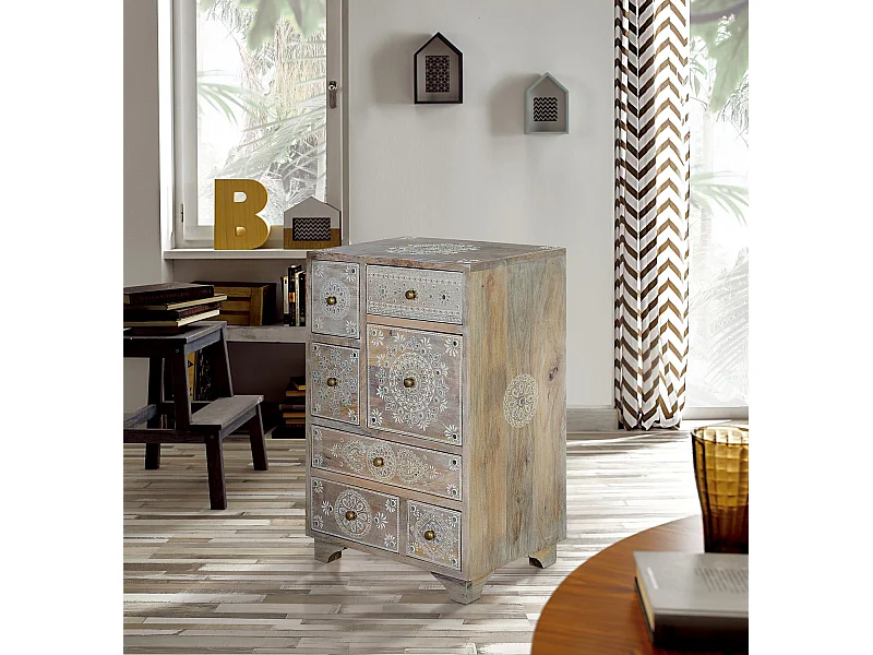 Mobiletto estile etnico in massello di mango