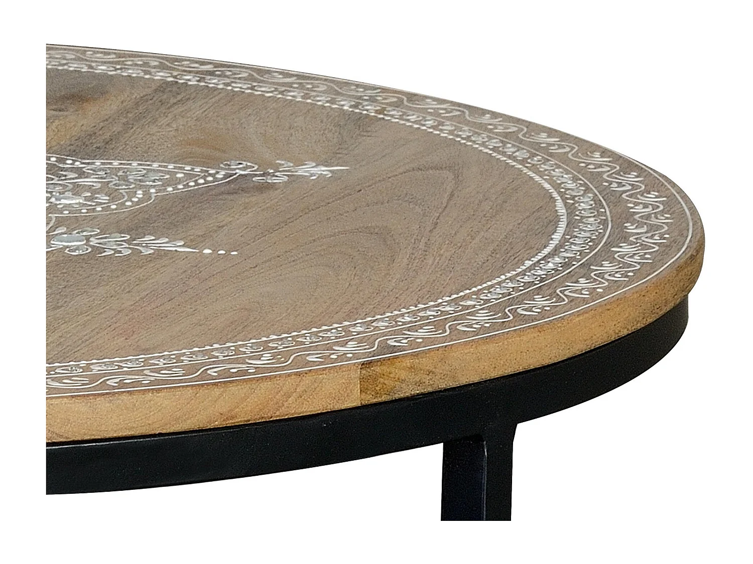 Table basse en bois de manguier et pieds en métal naturel et noir