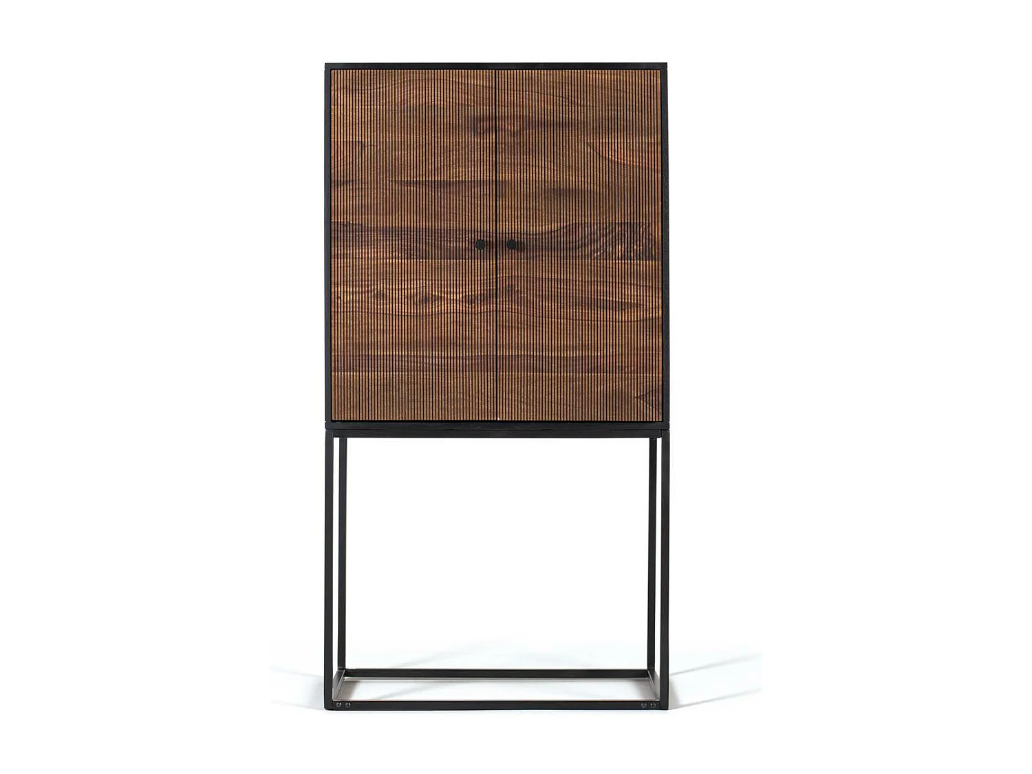 Szafka z palisandru z brązowymi metalowymi nogami