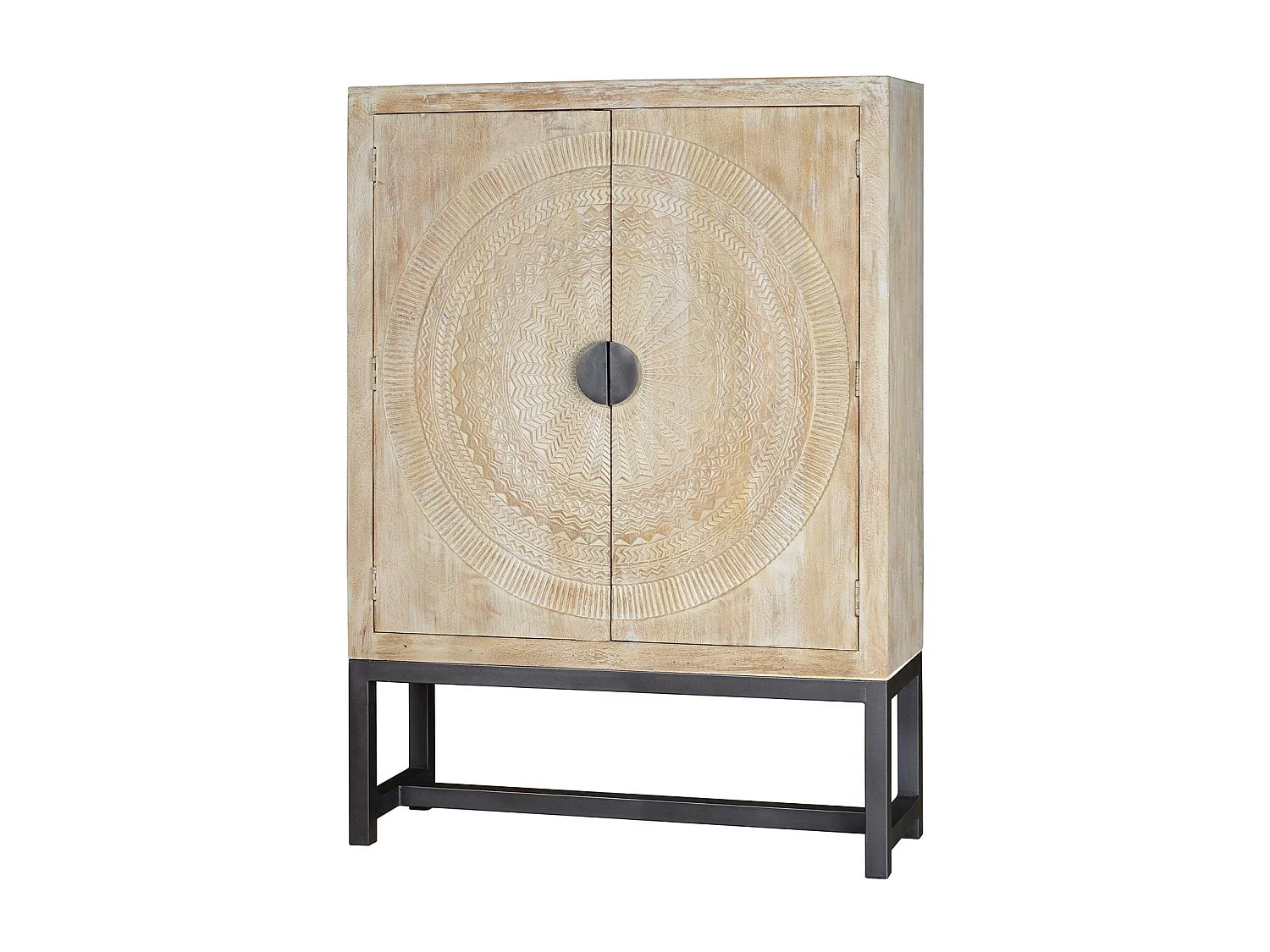 Armoire en manguier et pieds en métal blanc vieilli