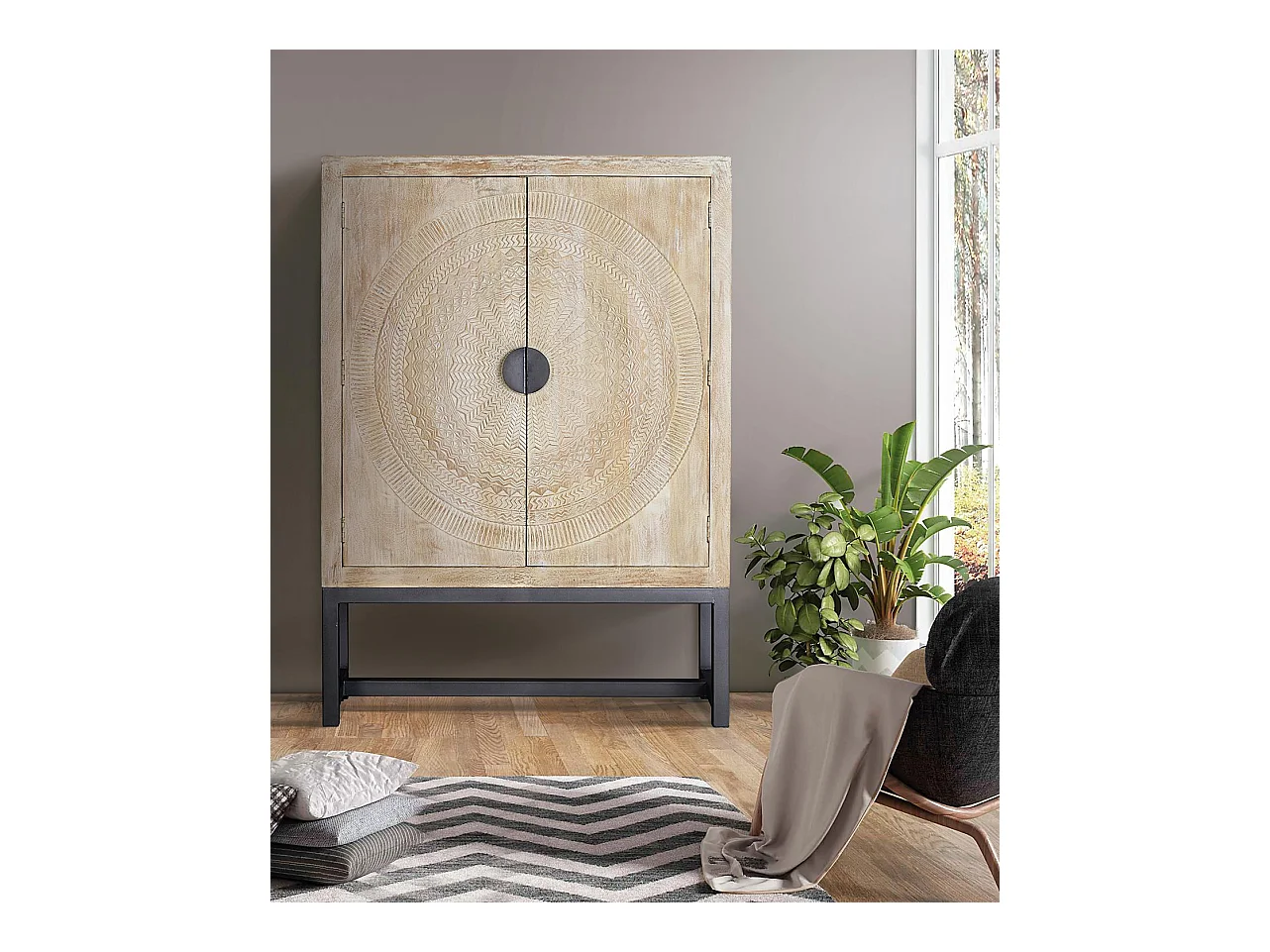 Armoire Bois-Métal Blanc - Décoration d'Autrefois