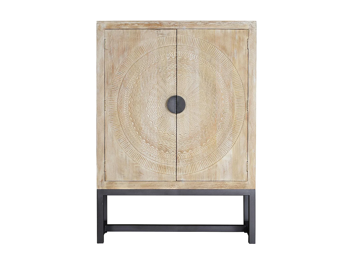 Armoire en manguier et pieds en métal blanc vieilli