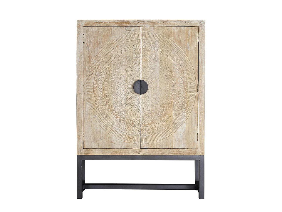 Armoire en bois de manguier 125 cm, style ethnique rustique - 176 x 124 x 42