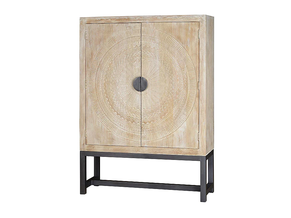 Armoire en bois de manguier 125 cm, style ethnique rustique - 176 x 124 x 42