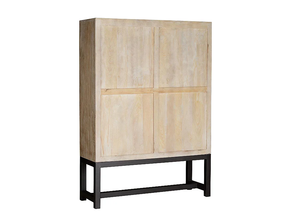 Armoire en bois de manguier 125 cm, style ethnique rustique - 176 x 124 x 42