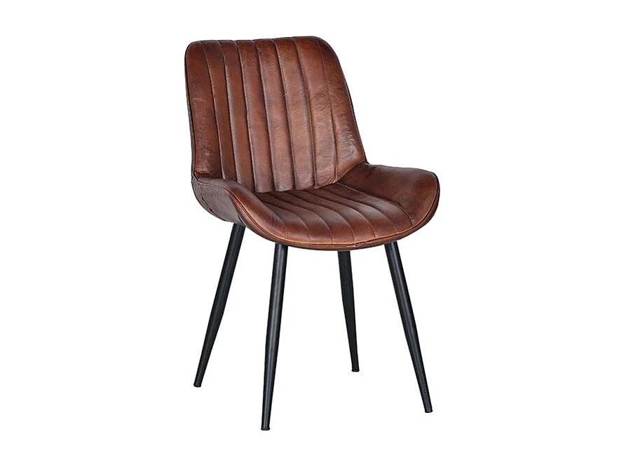 Cadeira marrom de couro e metal Marrón.Giner y Colomer.87x63x53