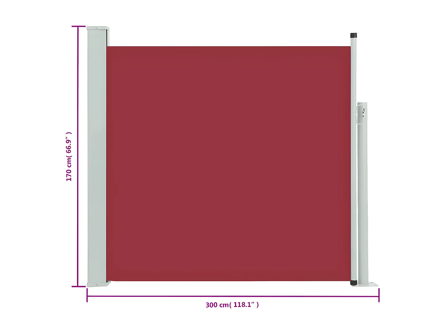 Auvent latéral rétractable de patio 170x300 cm Rouge