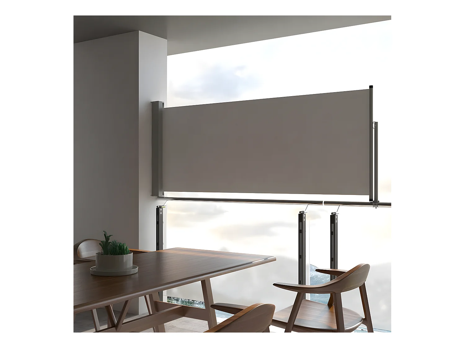 Auvent latéral rétractable de patio 100 x 300 cm Gris