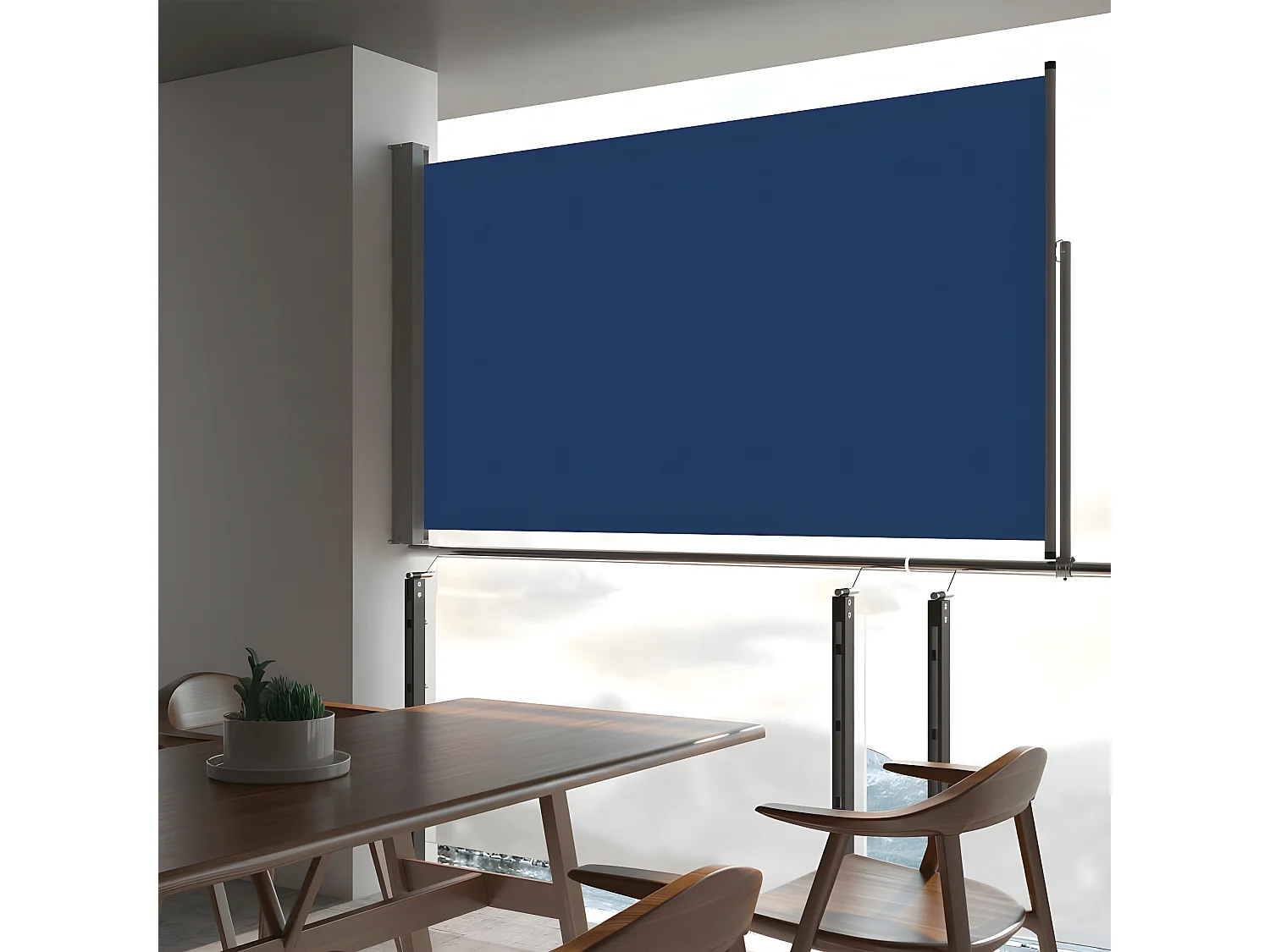 Auvent latéral rétractable de patio 140 x 300 cm Bleu