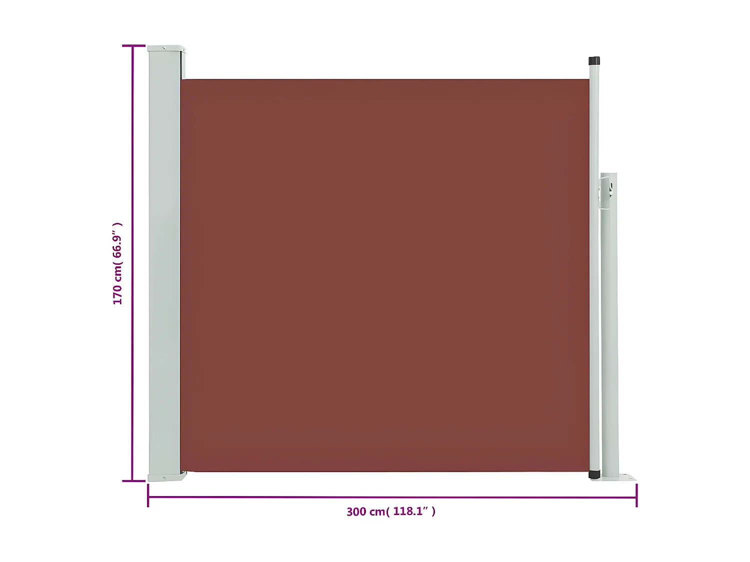 Auvent latéral rétractable de patio 170x300 cm Marron