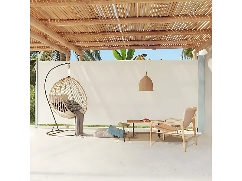 Auvent latéral rétractable de patio 220x600 cm Crème