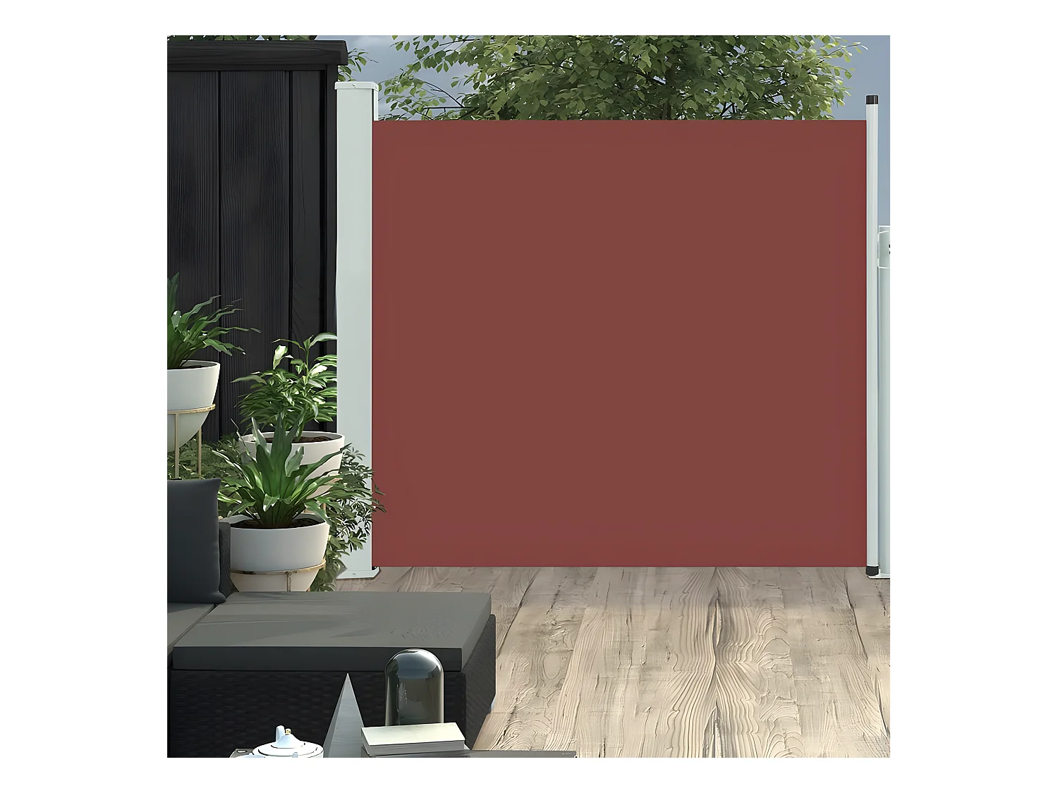 Auvent latéral rétractable de patio 170x300 cm Marron