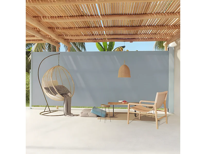 Tuinscherm uittrekbaar 220x600 cm grijs