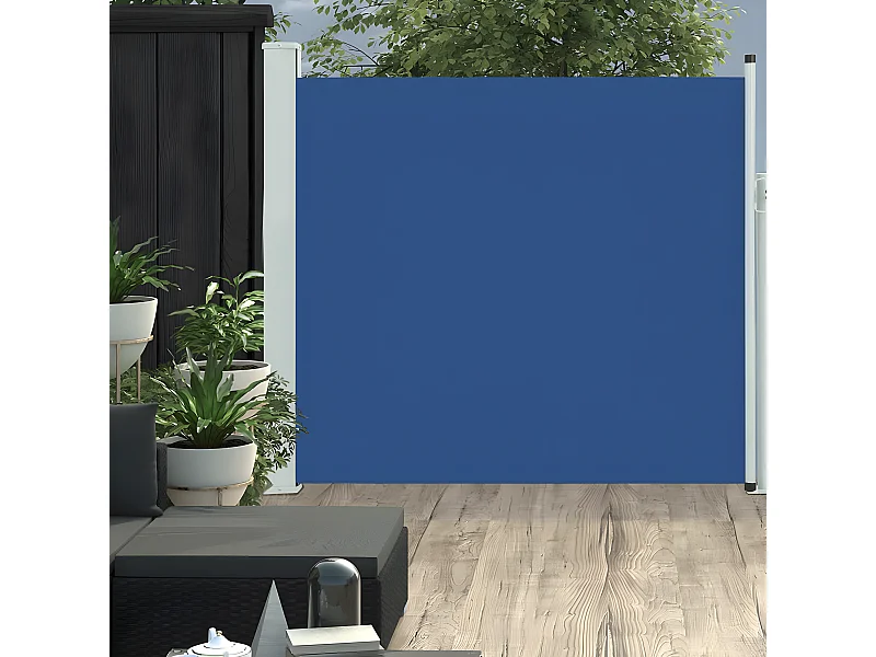 Toldo lateral retráctil de jardín azul 170x300 cm