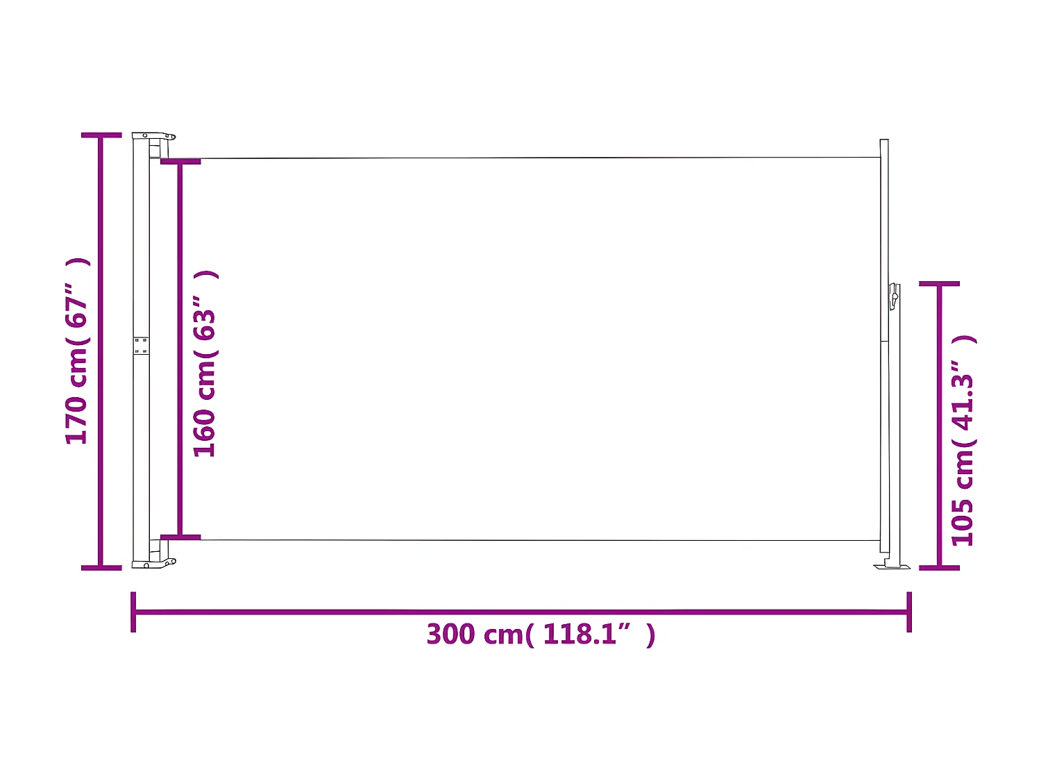 Auvent latéral rétractable de patio 170x300 cm Bleu