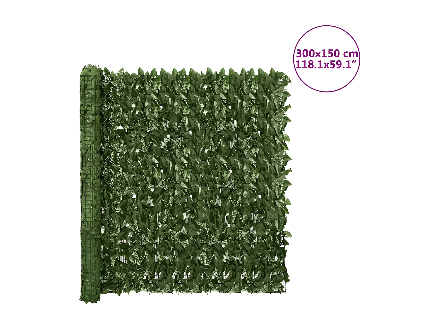 Brise-vue de balcon avec feuilles vert foncé 300x150 cm