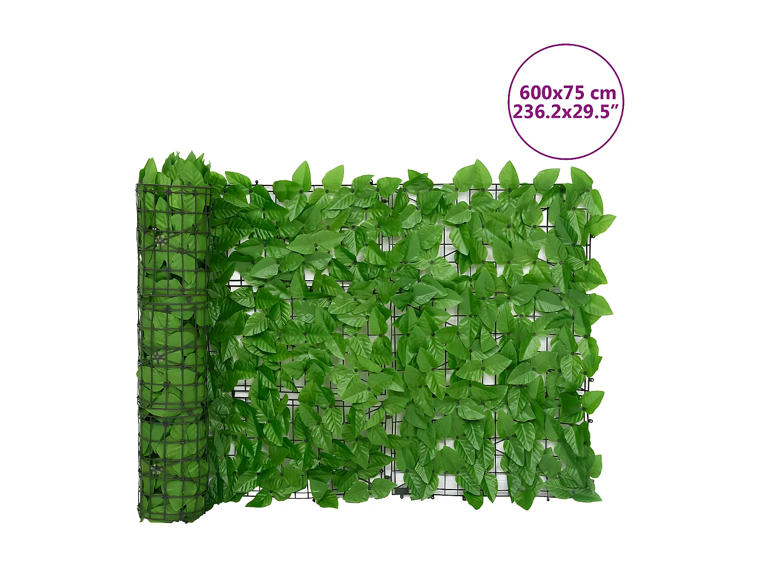 Brise-vue de balcon avec feuilles vert 600x75 cm