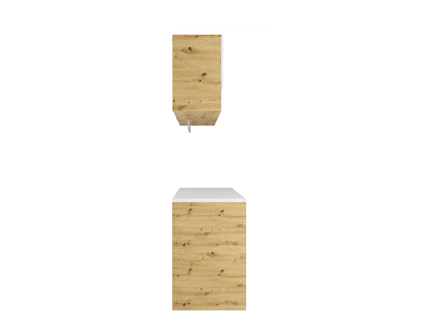 Mobili per lavanderia con lavatrice e piano di lavoro L182 cm Bianco e Naturale chiaro  - NATAJI