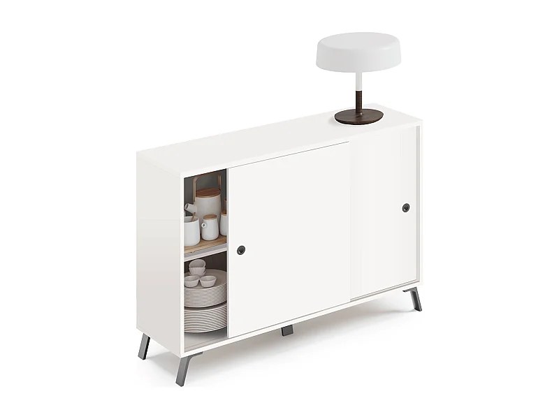 Aparador 2 puertas color Blanco - Altura 87 x Longitud 120 x Profundidad 40 cm