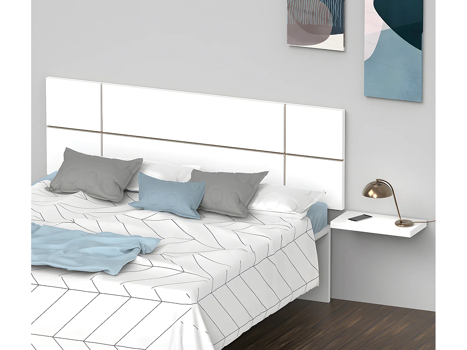 Cabecero adulto color Blanco / Cambrian - Altura 50 x Longitud 160 x Profundidad 3.2 cm