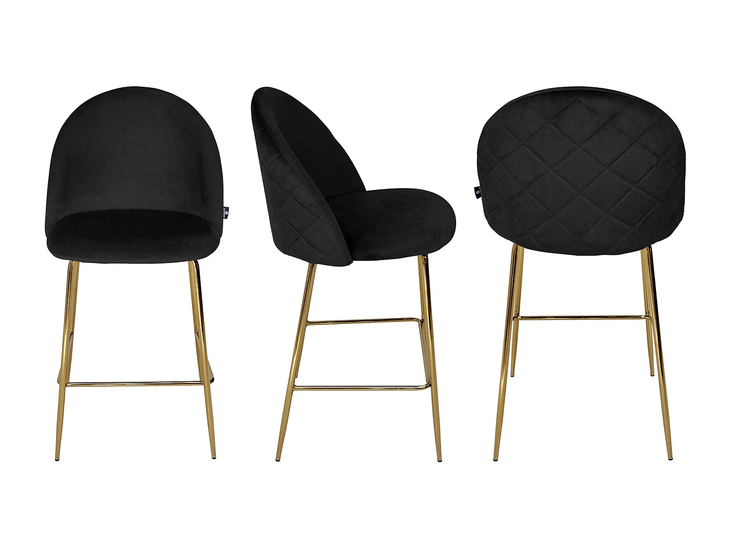 Sgabello cucina imbottito, sgabello alto in velluto nero mod. Nicole