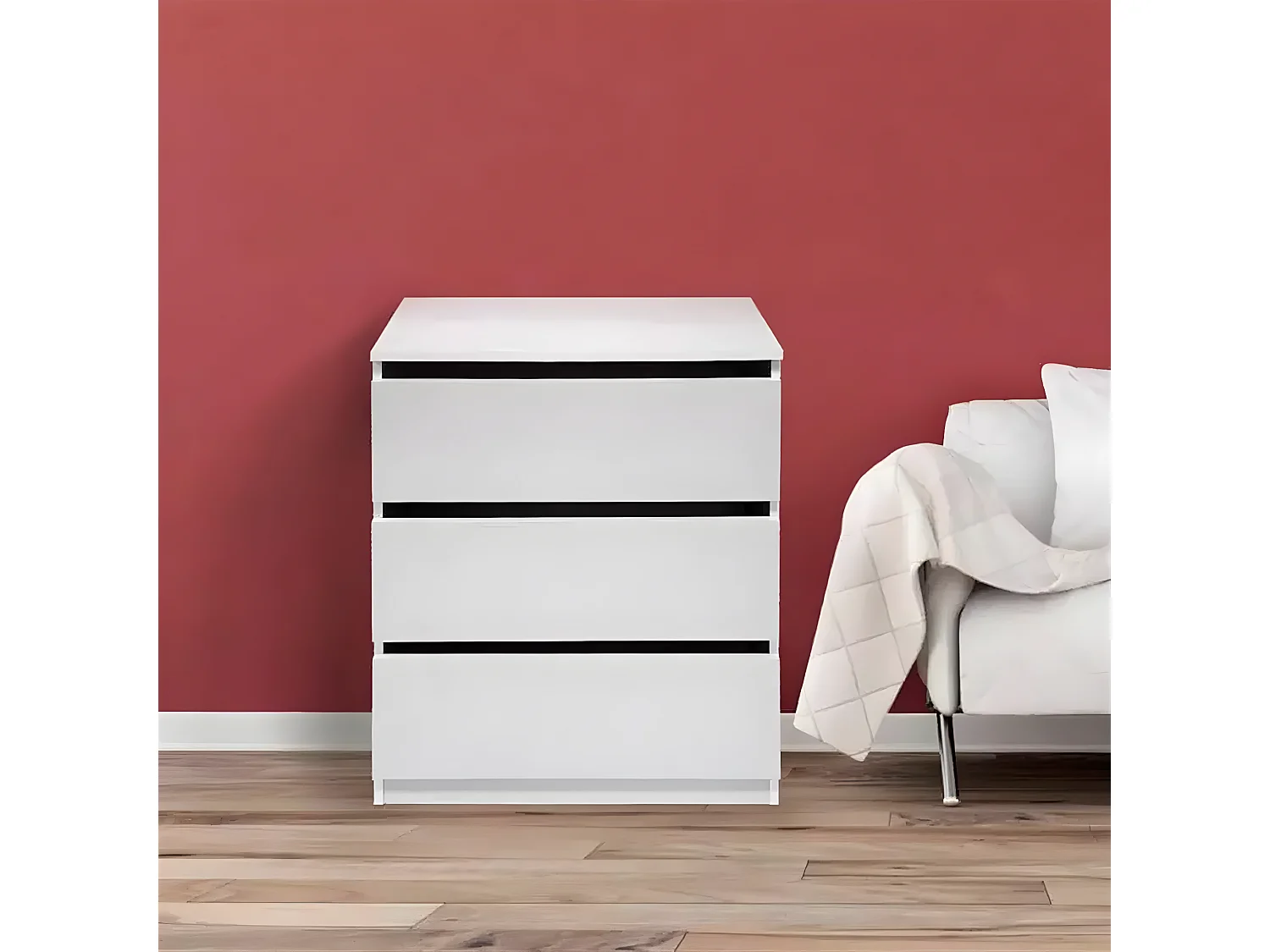 Cómoda Mueble de almacenamiento color Blanco brillante - Altura 61 x Longitud 46 x Profundidad 45 cm