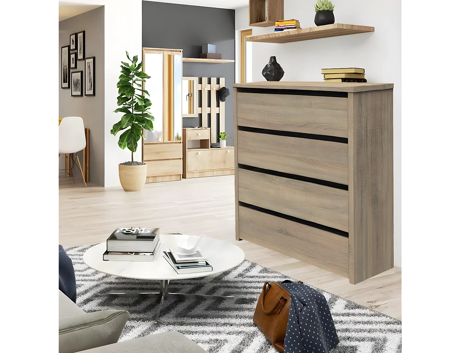 Cómoda Mueble de almacenamiento color Cambrian - Altura 61 x Longitud 46 x Profundidad 45 cm