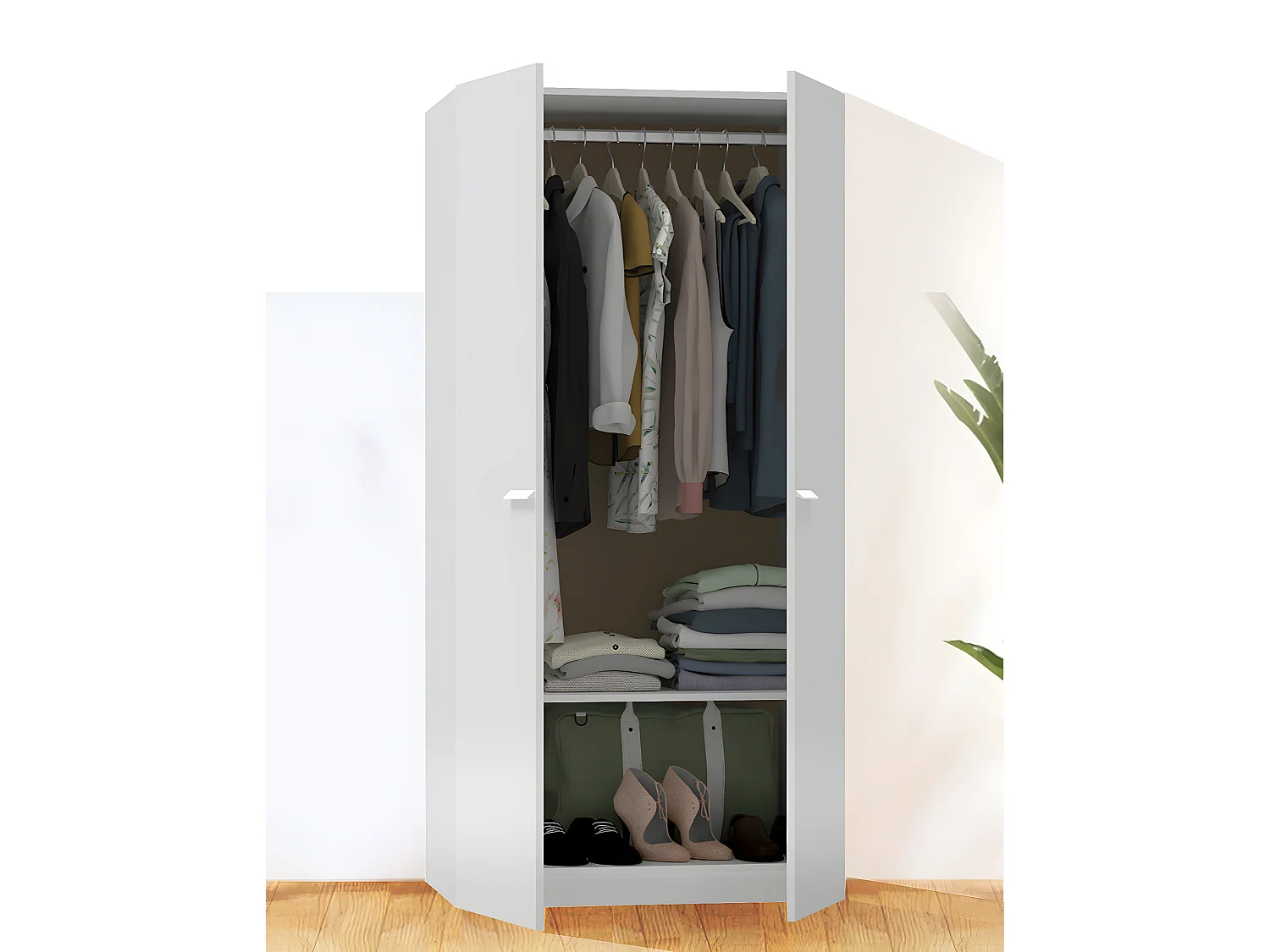 Armario ropero / Mueble de almacenamiento color Blanco - Altura 180 x Longitud 79 x Profundidad 52 cm