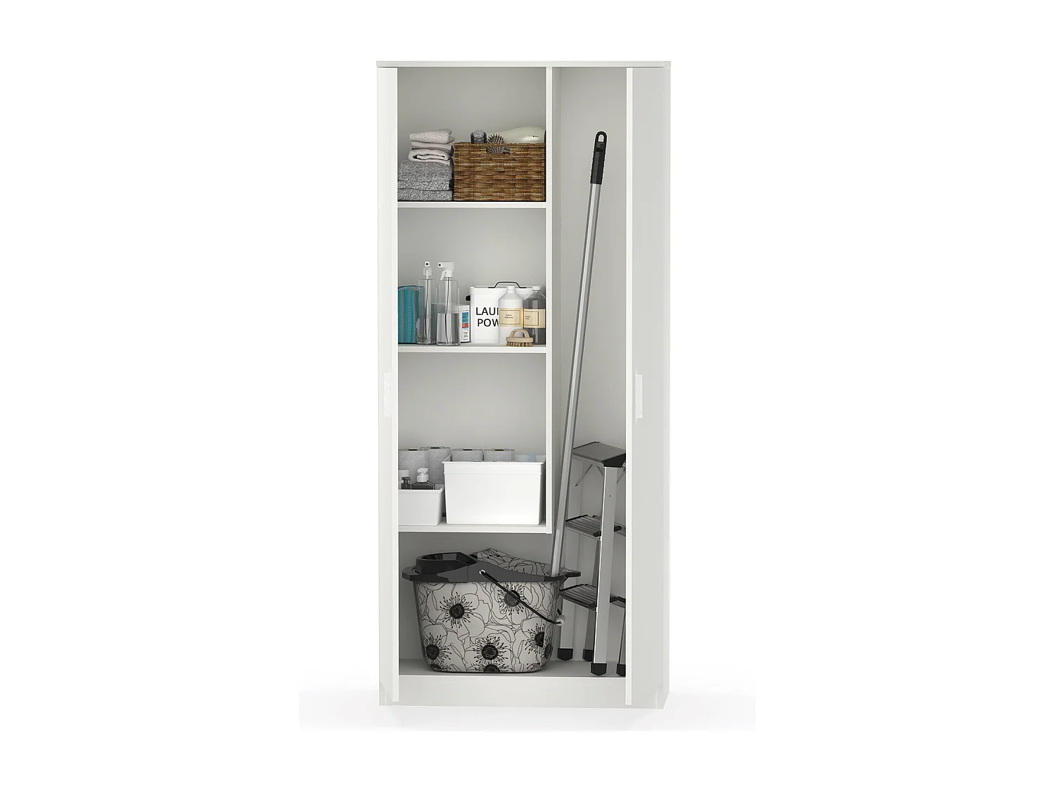 Armario / Mueble de almacenamiento color Blanco - Altura 180 x Longitud 80 x Profundidad 35 cm