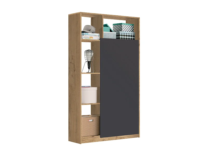 Armario / Mueble de almacenamiento color Roble dorado/Gris - Altura 180 x Longitud 100 x Profundidad 35 cm