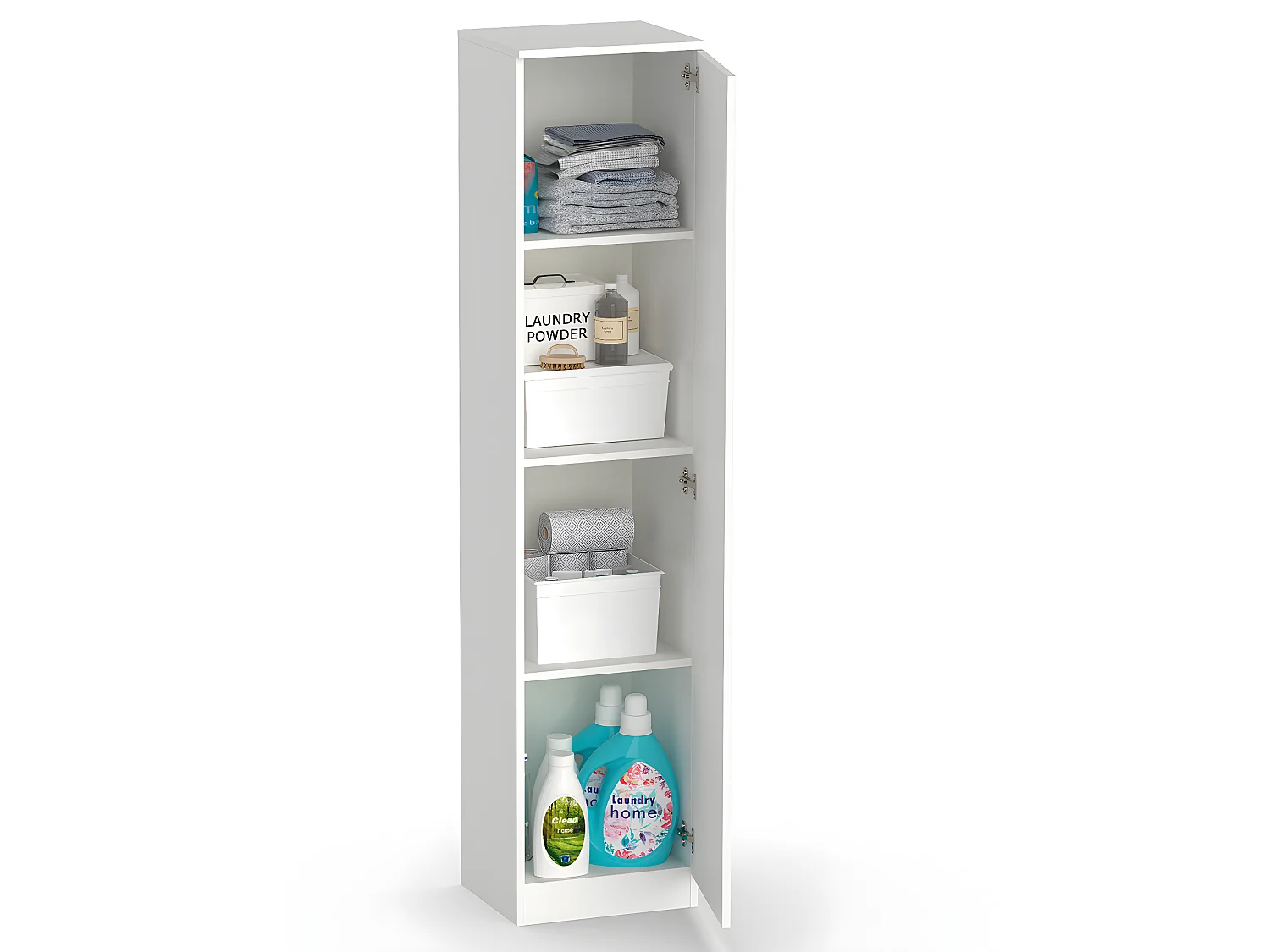 Armario / Mueble de almacenamiento color Blanco - Altura 180 x Longitud 40 x Profundidad 35 cm