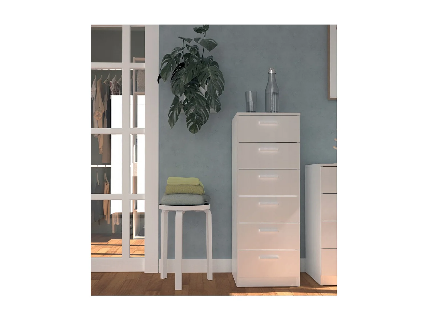 Cajonera, Mueble de almacenamiento color Blanco - Altura 110 x Longitud 40 x Profundidad 40 cm