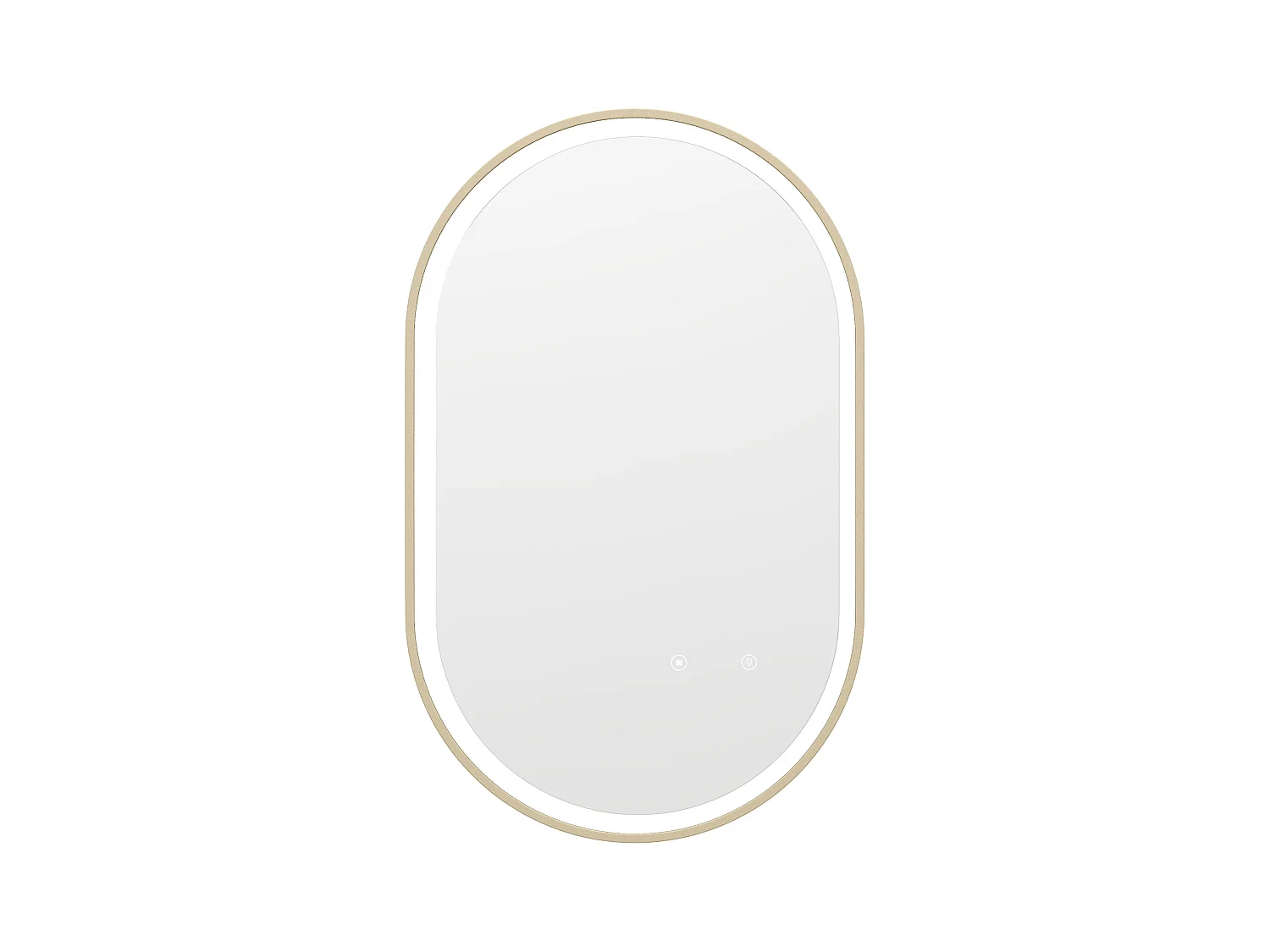 Miroir de salle de bain lumineux ovale anti buée avec contour doré - 50 x 80 cm - ALARICO