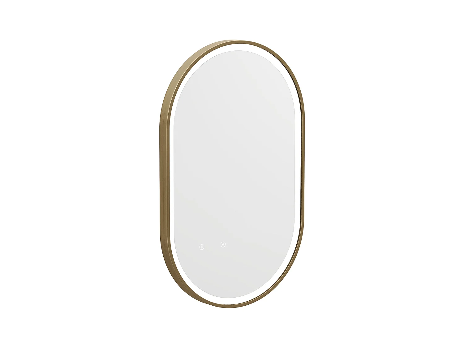 Badezimmerspiegel oval mit Beleuchtung - beschlagfrei - 50 x 80 cm - Goldfarbene Kontur - ALARICO